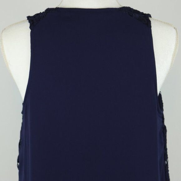 Banana Republic Women's Medium Blue V-Neck Lace Double Layer Tank Top - Picture 4 of 7